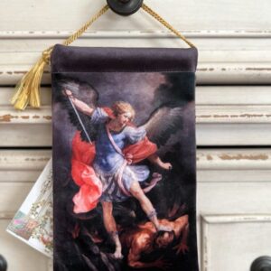 Saint Michael Archangel Velvet Blessing carrier, Catholic Gift (8x5 inches)