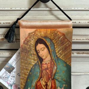 OUR LADY of GUADALUPE and San Juan Diego. Velvet Blessing Carrier, Hd Image 8 by 5 inches, 2 beautiful sides.