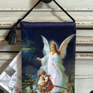 THE GUARDIAN ANGEL, Velvet Blessing Carrier, Hd Image 8 by 5 inches , 2 beautiful sides.