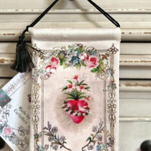 HEART Of MARY and the HOLY Spirit ,Velvet Blessing Carrier, Hd Image 8 by 5 inches , 2 beautiful sides.
