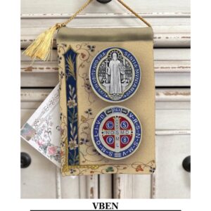 SAINT BENEDICTS MEDAL Velvet Blessing Carrier, Hd Image 8 by 5 inches , 2 beautiful sides.