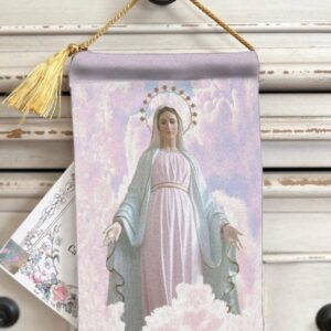 MEDJUGORGE ,Our LADY of PEACE Velvet Blessing Carrier, Hd Image 8 by 5 inches, 2 beautiful sides.