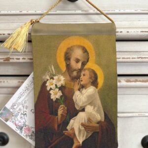 SAINT JOSEPH Velvet Blessing Carrier, Hd Image 8 by 5 inches , 2 beautiful sides.