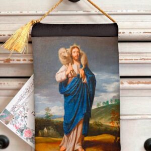 Good Shepherd Velvet Blessing Pouch: Catholic Art, 8 by 5 inches , fine velvet tassle.