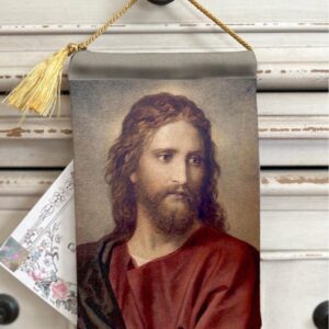 CHRIST 33 YEARS OLD Velvet Blessing Carrier, Hd Image 8 by 5 inches , 2 beautiful sides.
