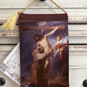 SAINT FRANCIS Of ASSIS Velvet Blessing Carrier, Hd Image 8 by 5 inches , 2 beautiful sides.