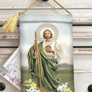 St. Jude Velvet Blessing Carrier: HD Image, Satin Tassel