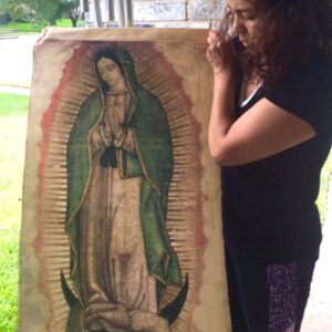 OUR  of GUADALUPE Tilma Replica Unique Faux Jute, Family size